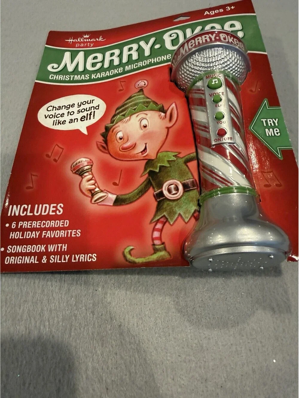 Hallmark Party Merry Okee Christmas Elf Karaoke Microphone New Sealed